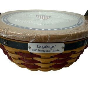Longaberger 2005 Inaugural Basket with Red and Tan Accents